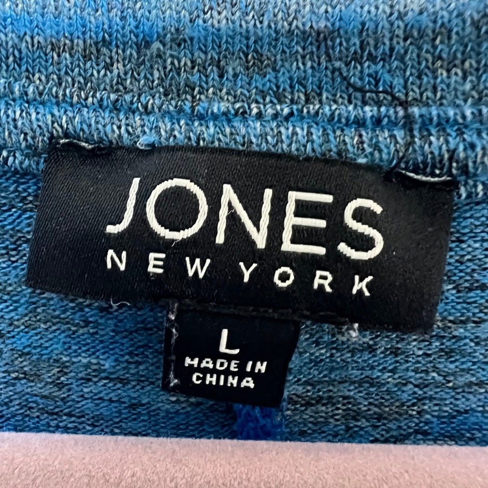 Jones New York Blue Space Dye Scoop Neck Long Sleeve Top Womens Large L Pullover - Picture 2 of 6